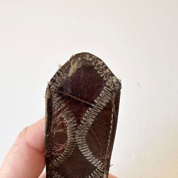 Vintage JUSTIN Mens Brown Belt 42 L Crocodile Genuine Exotic Leather Western - Picture 5 of 10